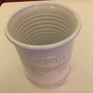 Vintage Pink and White Ceramic a Spoon/Utensil Holder; Excellent Condition